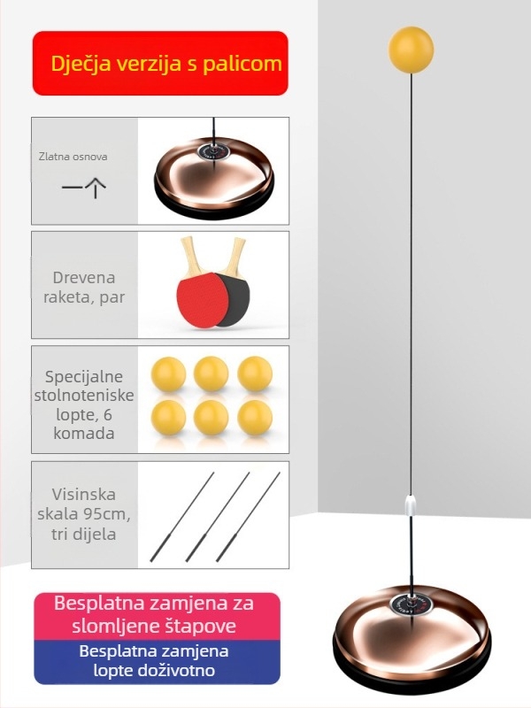 Trener za stolni tenis za kućnu uporabu – samostalna treniranje, obiteljska igra, za djecu 3–5 godina, verzija za odrasle