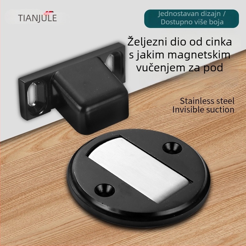 Podnožno montirani magnetski zaustavljač vrata, model D07, cink legura, automatsko upravljanje, bez bušenja.