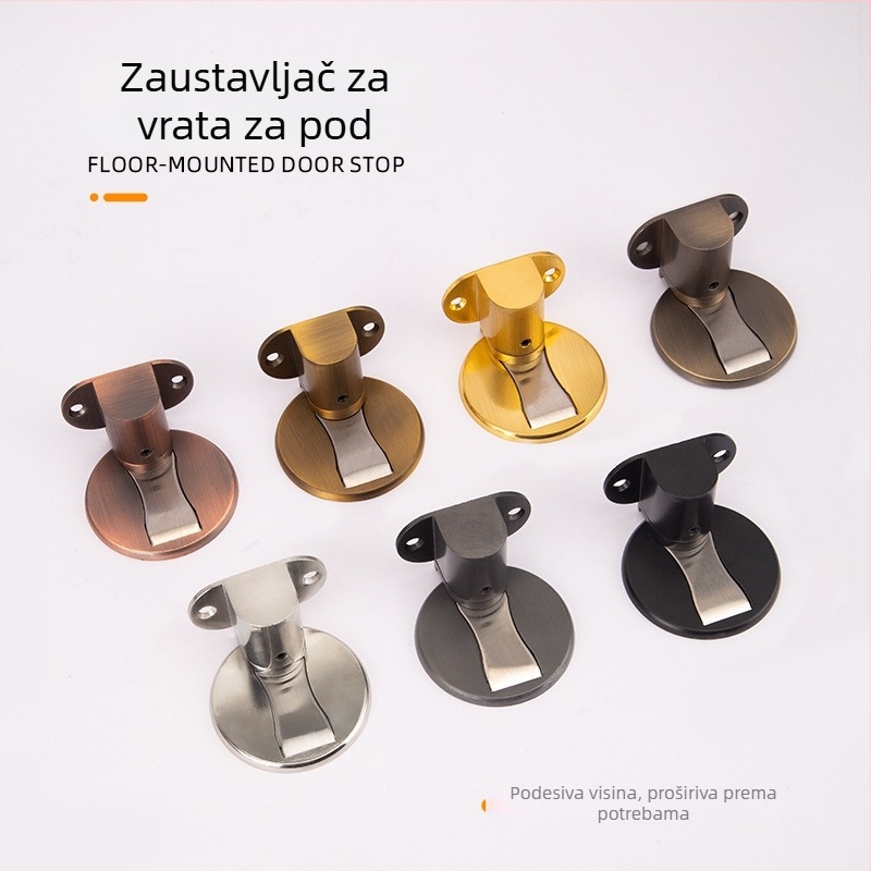 Držač vrata od cinkove legure, podno montiran, podesiva visina, bez bušenja rupa, magnetni skriveni držač vrata (Model 322)