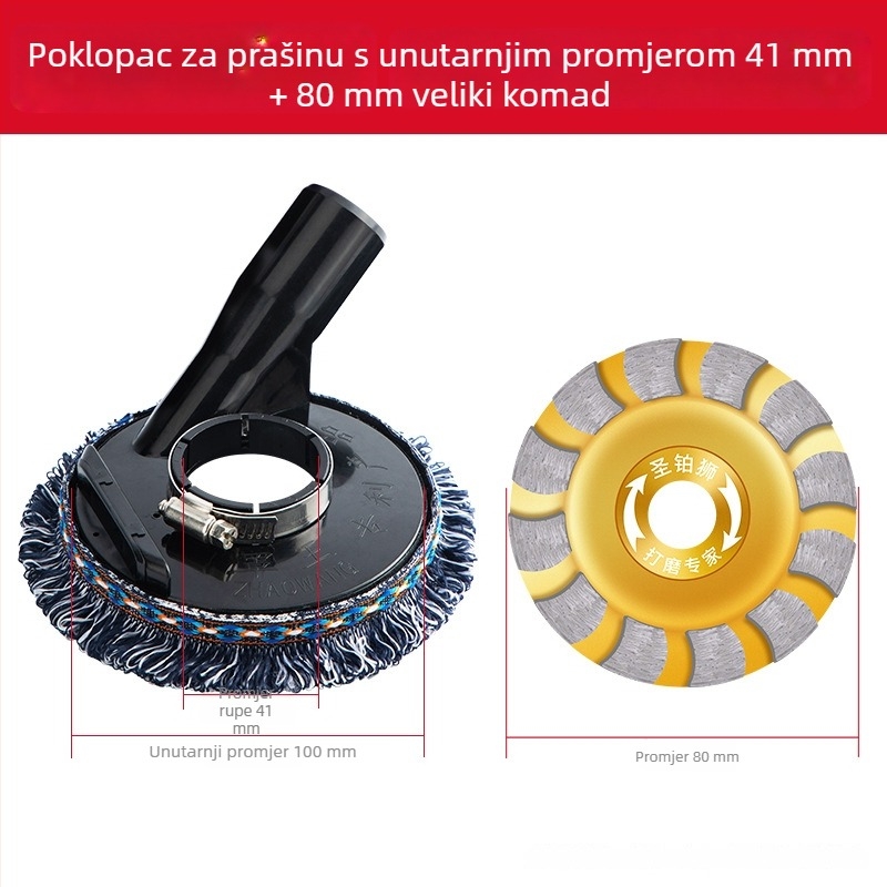Poklopac za prašinu za kutnu brusilicu za bezprašno brušenje kamena i betona; usisni nastavci (Brand: Holy Platinum Lion; Materijal: Plastika/Guma)
