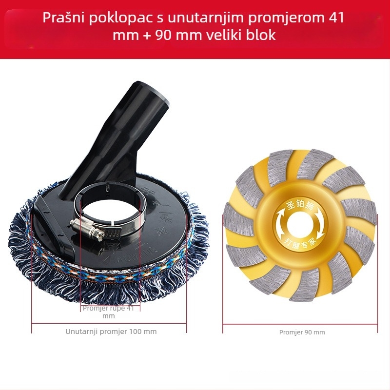 Poklopac za prašinu za kutnu brusilicu za bezprašno brušenje kamena i betona; usisni nastavci (Brand: Holy Platinum Lion; Materijal: Plastika/Guma)
