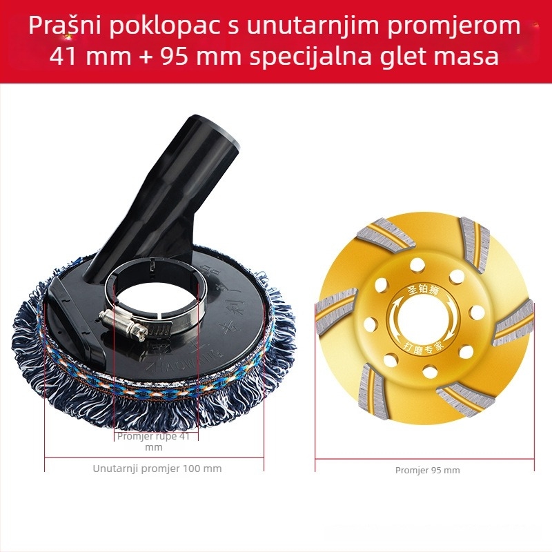 Poklopac za prašinu za kutnu brusilicu za bezprašno brušenje kamena i betona; usisni nastavci (Brand: Holy Platinum Lion; Materijal: Plastika/Guma)