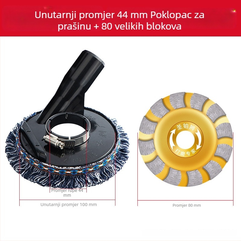 Poklopac za prašinu za kutnu brusilicu za bezprašno brušenje kamena i betona; usisni nastavci (Brand: Holy Platinum Lion; Materijal: Plastika/Guma)