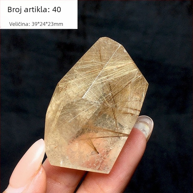 Kristalni ukras, titanov kristal, polirani poliedar, sirovi kamen