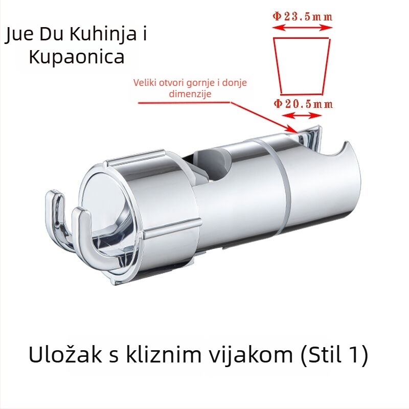 Držač tuša s dvostrukim kukama, bez bušenja, podesivi podizački šip, držač za glavu tuša – dodatci za set tuša (Model: 8888 • Materijal: Plastika • Površinska obrada: Elektroplating • Marka: Juedu)
