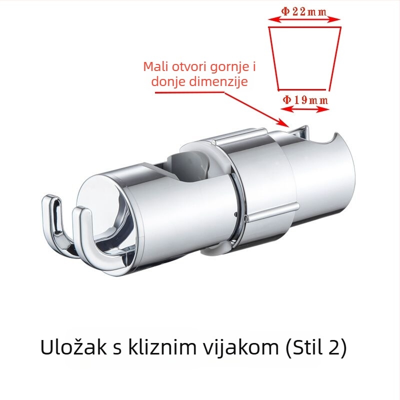 Držač tuša s dvostrukim kukama, bez bušenja, podesivi podizački šip, držač za glavu tuša – dodatci za set tuša (Model: 8888 • Materijal: Plastika • Površinska obrada: Elektroplating • Marka: Juedu)
