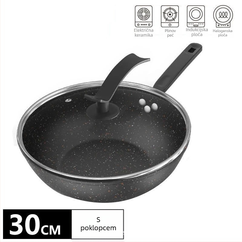 Wok od rafiniranog željeza, neprijanjajući, kompatibilan s plinskim i indukcijskim pločama, težina 2,2 kg, dubina 10 cm