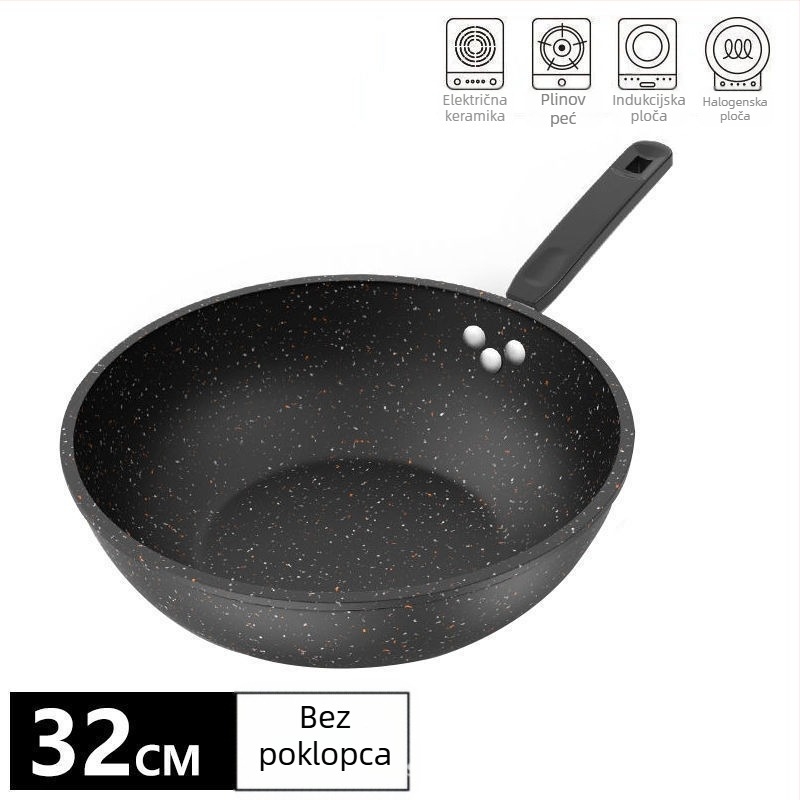 Wok od rafiniranog željeza, neprijanjajući, kompatibilan s plinskim i indukcijskim pločama, težina 2,2 kg, dubina 10 cm
