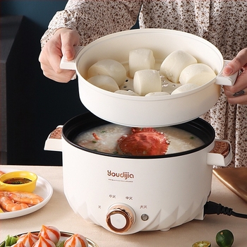 YOUDIJIA Električna posuda za kuhanje, do 800W, 110V, funkcije: para, piranje, prženje na tavi, kuhanje, dinstanje, hot pot i grill 2 u 1, pogodna za 2-3 osobe