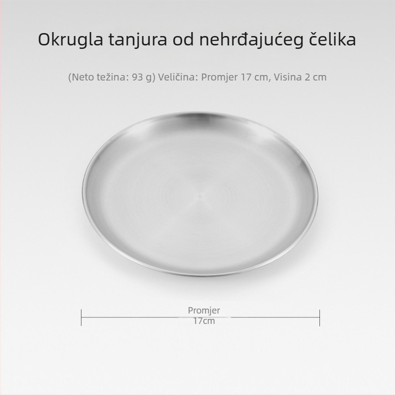 Set od 5 tanjura od nehrđajućeg čelika za kampiranje – kružne tanke tanjuri, prijenosni, otpornost na toplinu