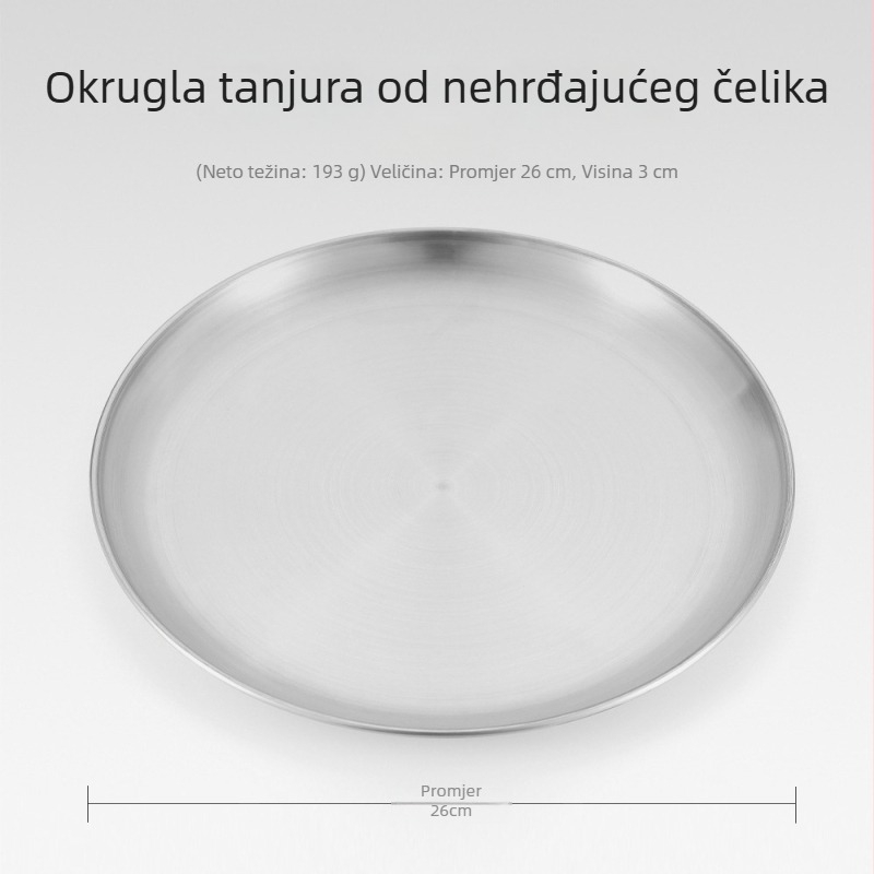 Set od 5 tanjura od nehrđajućeg čelika za kampiranje – kružne tanke tanjuri, prijenosni, otpornost na toplinu
