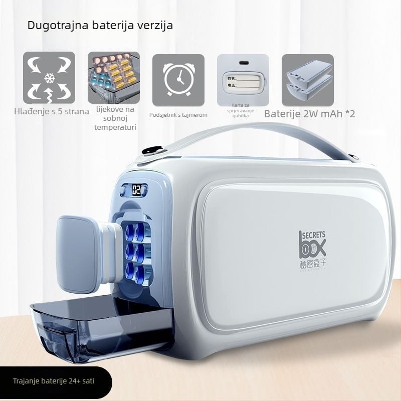 Poluvodički automobilski frižider za skladištenje inzulina — kućište od ABS-a, volumen manje od 5 L, snaga 5 W, napajanje 5V, težina 1,5 kg