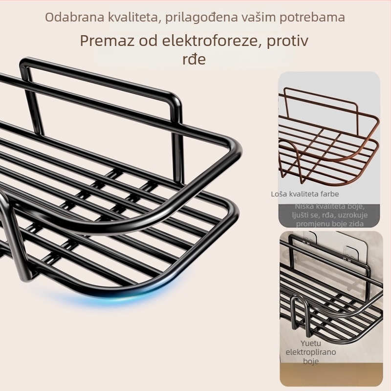 Kutna zidna polica za kupaonicu, željezna, nordijskog stila, višenamjenska, zidni nosač