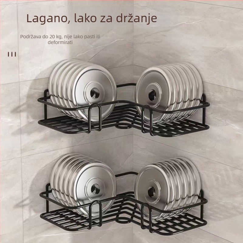Kutna zidna polica za kupaonicu, željezna, nordijskog stila, višenamjenska, zidni nosač