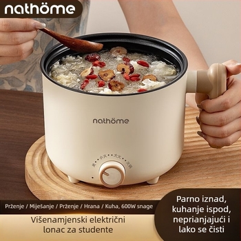 Električno kuhalo za kuhanje, kapacitet do 2 L, pogodno za 4–5 porcija, odvojivi i perivi unutarnji lonac, izolacija, kuhanje na paru i kuhanje u jednom