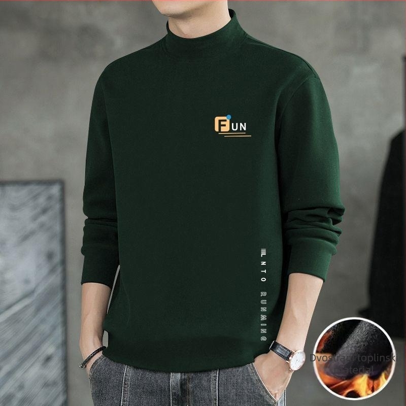 Muški termalni bazni sloj – stojeći ovratnik, flis, dugi rukavi, uski kroj, poliesterska smjesa