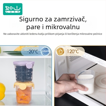 Kutija za čuvanje dječje hrane – kvadratna plastična, pogodna za mikrovalnu, čuva svježinu, kapacitet ispod 300 ml