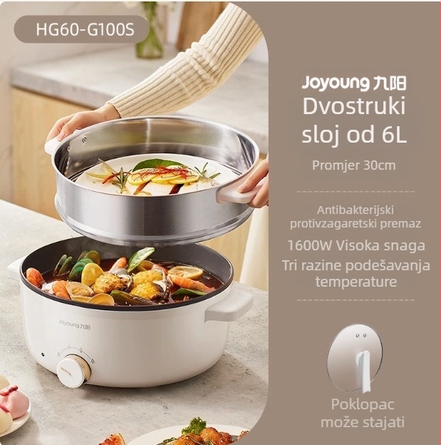 Joyoung Električna posuda za kuhanje – do 800W, 5L, funkcija protiv suhog izgaranja, pogodna za 3–4 osobe