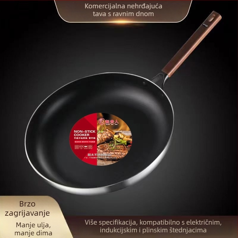 Tava za prženje, aluminijska legura, neprijanjajuća, za prženje, s složenim dnom, kompatibilna s plinskim i indukcijskim pločama