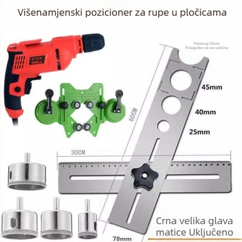 Univerzalni alat za otvaranje rupa u pločicama i lokator rupa za građevinske radove
