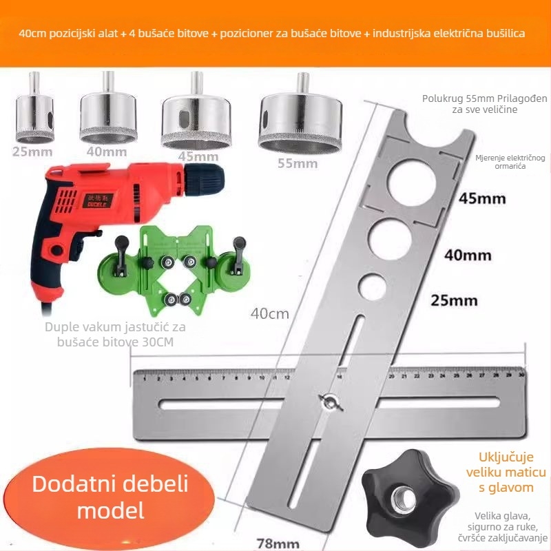 Univerzalni alat za otvaranje rupa u pločicama i lokator rupa za građevinske radove