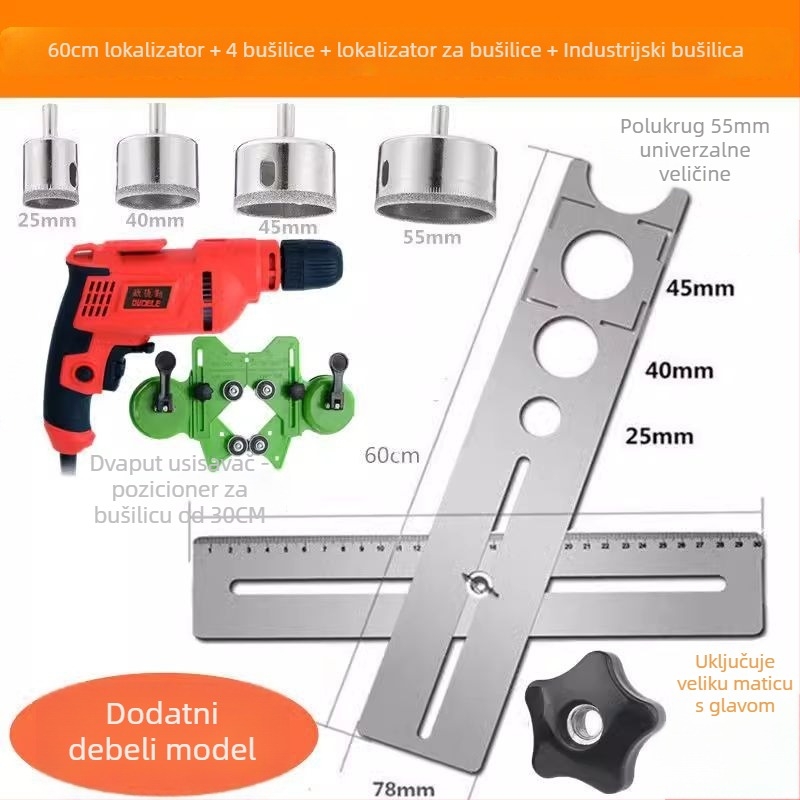 Univerzalni alat za otvaranje rupa u pločicama i lokator rupa za građevinske radove