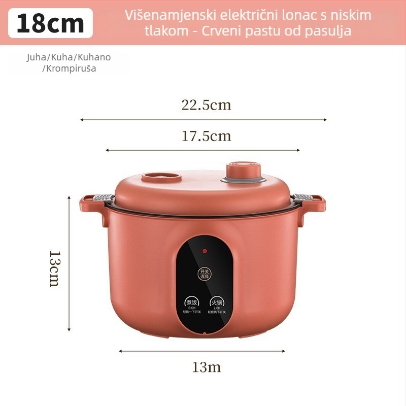 Great Love električna višenamjenska posuda za kuhanje, 2–3 L, ispod 800 W, unutarnji lonac s premazom protiv prijanjanja, kuhanje na paru, prženje, dinstanje, kuhanje, mikroprocesorsko upravljanje