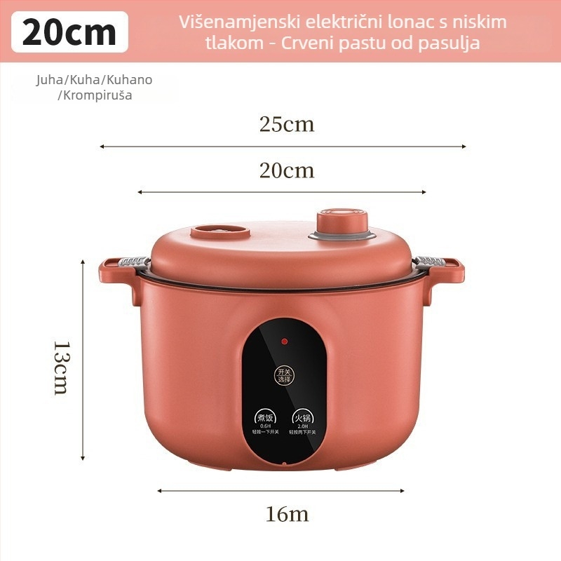 Great Love električna višenamjenska posuda za kuhanje, 2–3 L, ispod 800 W, unutarnji lonac s premazom protiv prijanjanja, kuhanje na paru, prženje, dinstanje, kuhanje, mikroprocesorsko upravljanje