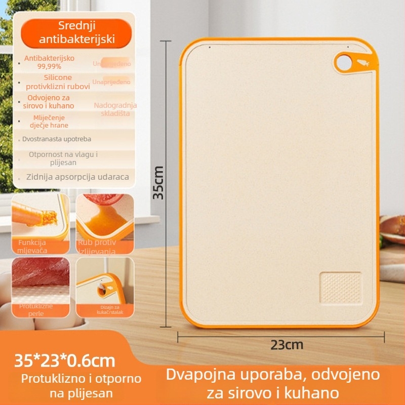 Daska za rezanje od slame pšenice, otporna na plijesan, protuklizna, skandinavskog stila za kuhinju