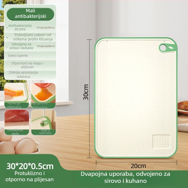 Daska za rezanje od slame pšenice, otporna na plijesan, protuklizna, skandinavskog stila za kuhinju
