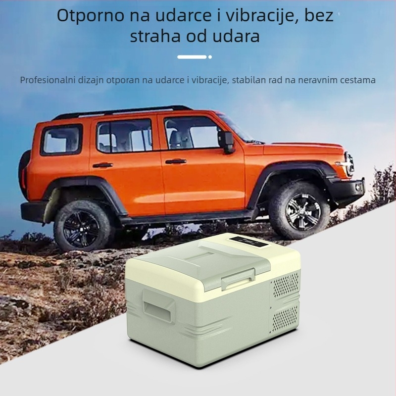 Kompresorski frižider za vozilo i kuću – kompaktan hladnjak, 12/24/220V, 45W, -20°C do 20°C, težina 8,5–8,8 kg
