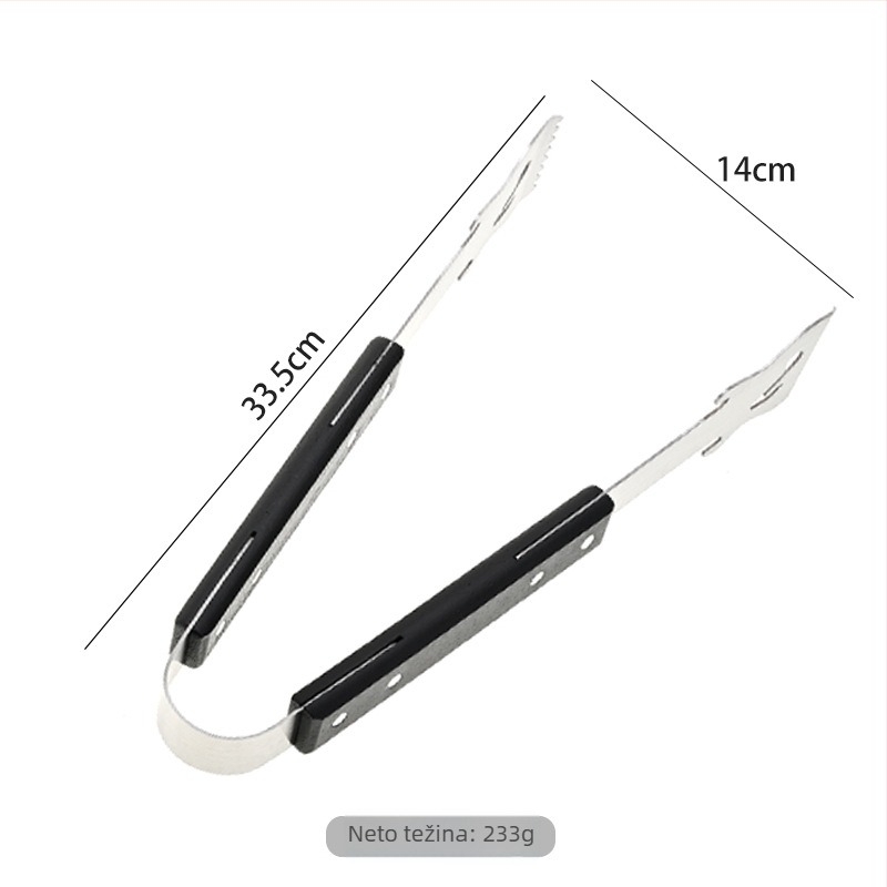 Kamp kuhanje oprema set - klipsa, vilica i lopatica; materijal: nehrđajući čelik i drvo; stil: moderni minimalizam.