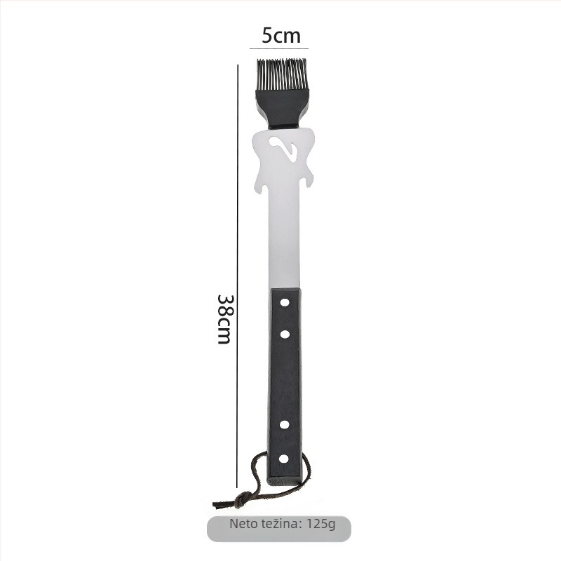 Kamp kuhanje oprema set - klipsa, vilica i lopatica; materijal: nehrđajući čelik i drvo; stil: moderni minimalizam.