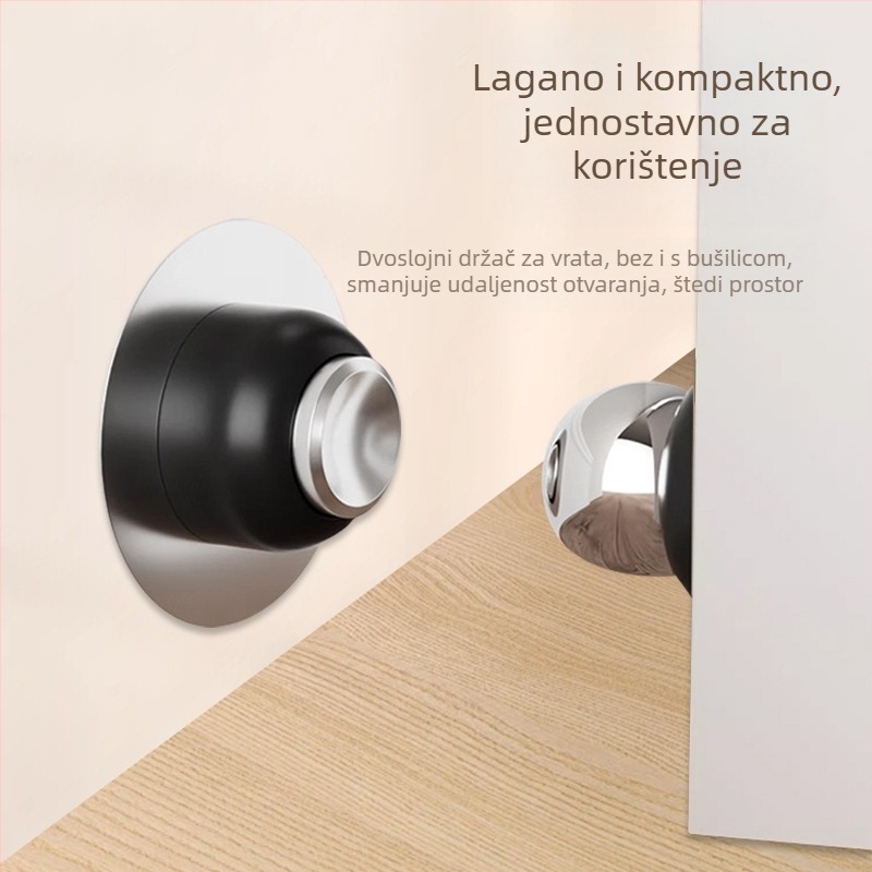 Držač vrata od nehrđajućeg čelika, bez bušenja, snažno magnetsko privlačenje, ugradnja na zid, završna obrada brušena i elektroplatiranje