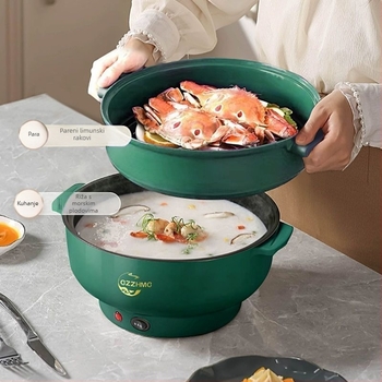 Višefunkcijski električni lonac za paru i kuhanje – sve-u-jednom, kapacitet 6,1–10 L, za 5+ osoba, mehanička kontrola, indukcijsko grijanje, poklopac za podizanje