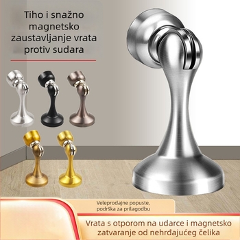 Magnetski držač vrata, model 201, od nehrđajućeg čelika, zidna montaža, završna obrada elektroplatiranje/poliranje (Model 201; Nehrđajući čelik; Magnetski držač vrata; Zidna montaža; Elektroplatiranje/poliranje)