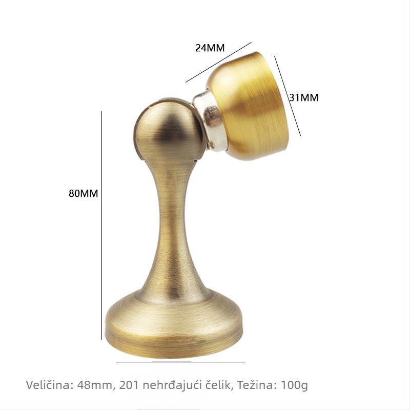Magnetski držač vrata, model 201, od nehrđajućeg čelika, zidna montaža, završna obrada elektroplatiranje/poliranje (Model 201; Nehrđajući čelik; Magnetski držač vrata; Zidna montaža; Elektroplatiranje/poliranje)