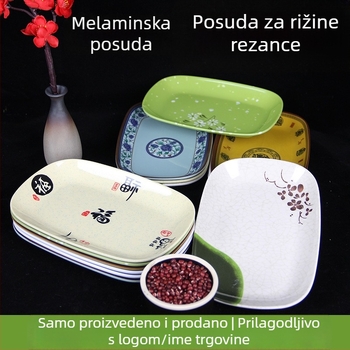 Melamin kvadratna poslužna ploča s glaziranom površinom, više uzoraka, pogodna za hotele i ugostiteljstvo