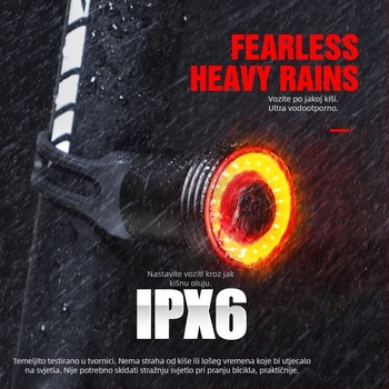 Stražnje svjetlo za bicikl s inteligentnim senzorom kočnice, punjivo, brenda MJR, za cestovne bicikle noću