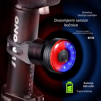 Stražnje svjetlo za bicikl s inteligentnim senzorom kočnice, punjivo, brenda MJR, za cestovne bicikle noću