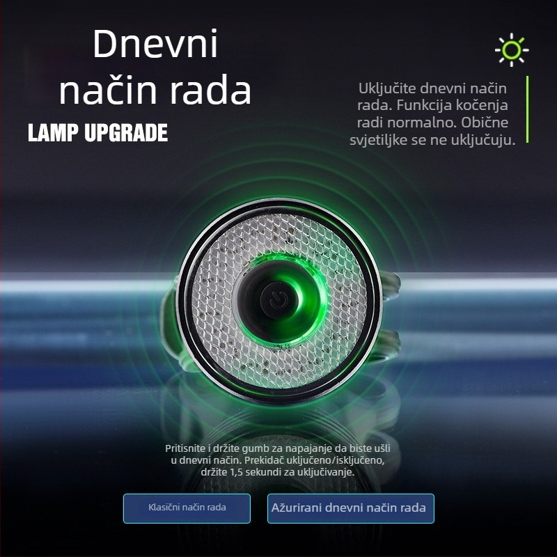 Stražnje svjetlo za bicikl s inteligentnim senzorom kočnice, punjivo, brenda MJR, za cestovne bicikle noću