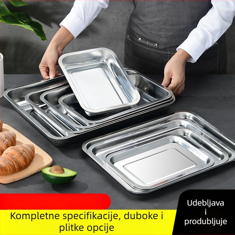 Željezna kvadratna pločica i pravokutni pladanj s debelim i izdubljenim dizajnom, elektroforetska završnica, sklopiva