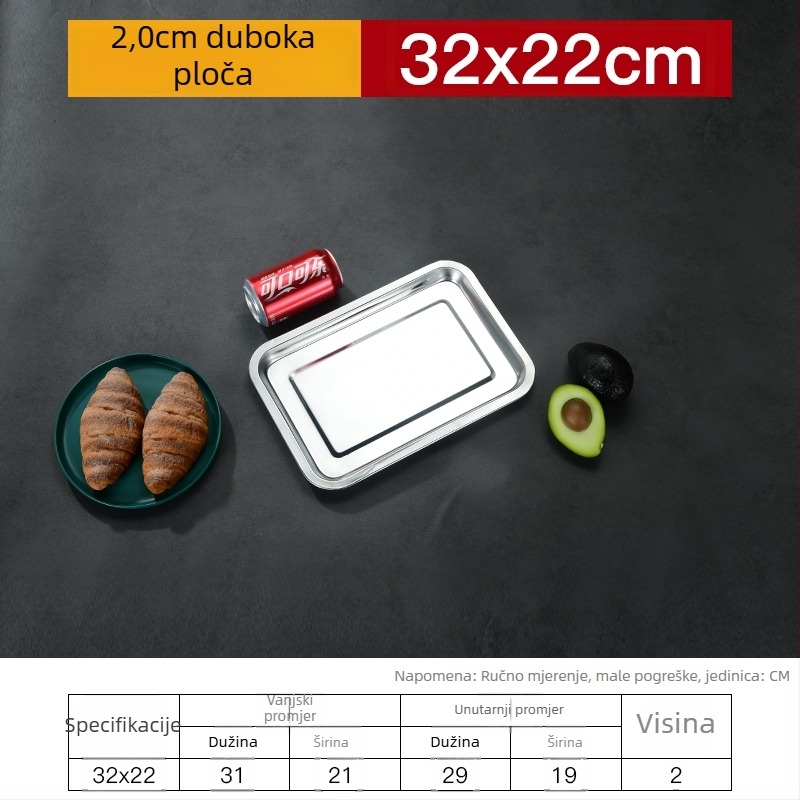 Željezna kvadratna pločica i pravokutni pladanj s debelim i izdubljenim dizajnom, elektroforetska završnica, sklopiva