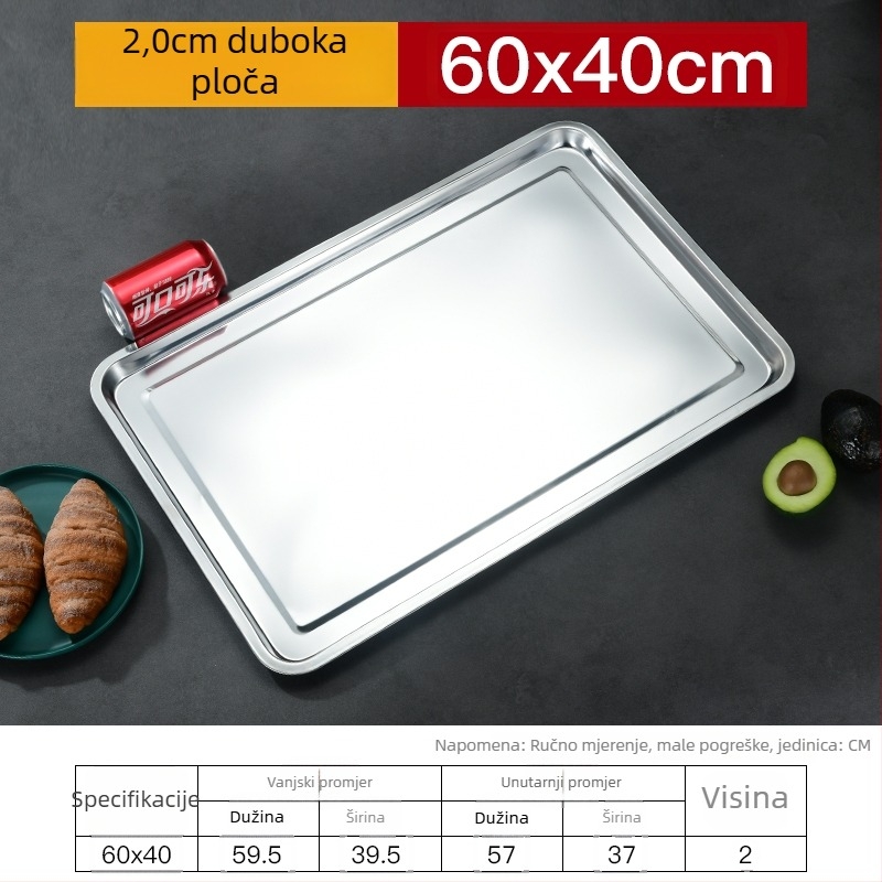 Željezna kvadratna pločica i pravokutni pladanj s debelim i izdubljenim dizajnom, elektroforetska završnica, sklopiva