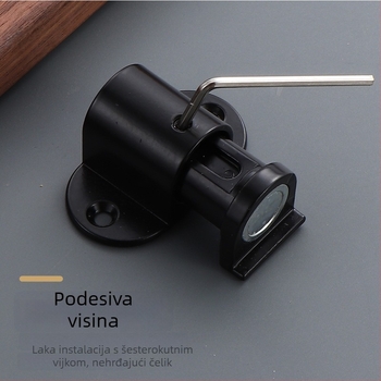 Podnožni magnetski držač vrata za staklena vrata, bez bušenja, od aluminijske legure, podesiva visina, tih nevidljivi zaustavljač vrata
