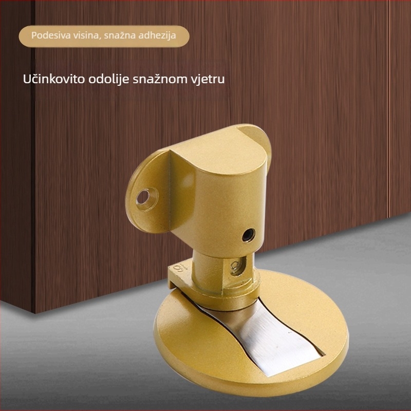 Podnožni magnetski držač vrata za staklena vrata, bez bušenja, od aluminijske legure, podesiva visina, tih nevidljivi zaustavljač vrata