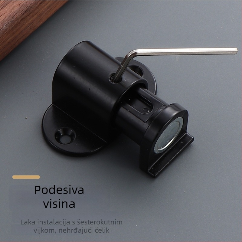 Podnožni magnetski držač vrata za staklena vrata, bez bušenja, od aluminijske legure, podesiva visina, tih nevidljivi zaustavljač vrata