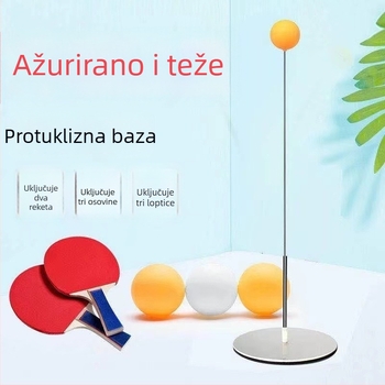 Trener za stolni tenis s mekanom osovinom i loptom za vid za solo trening, metalna baza