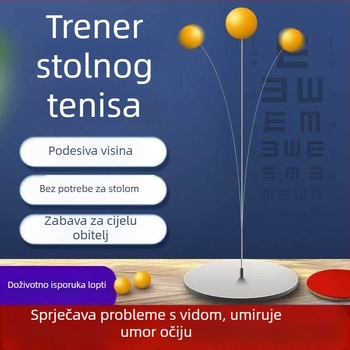 Trener za stolni tenis s mekanom osovinom i loptom za vid za solo trening, metalna baza