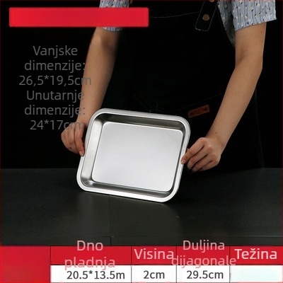 304 nehrđajući čelik, pravokutni pladanj s elektroplatinom površinom, debeli dizajn za parenje i pečenje, pogodan za kućne i hotelske kuhinje